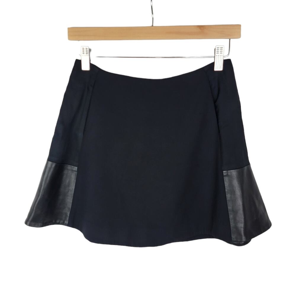 Rag & Bone Montrose Leather Panel Accent Skater Mini Skirt 0